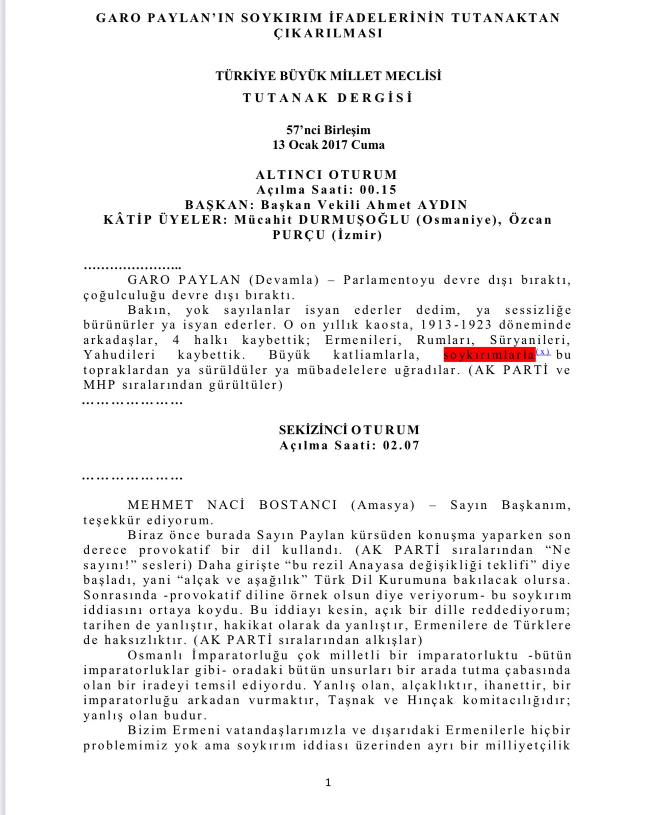 Gazi Meclis’te sözde Ermeni soykırımından bahsedip, diasporanın sözcülüğünü yapmak yaptırım sebebidir